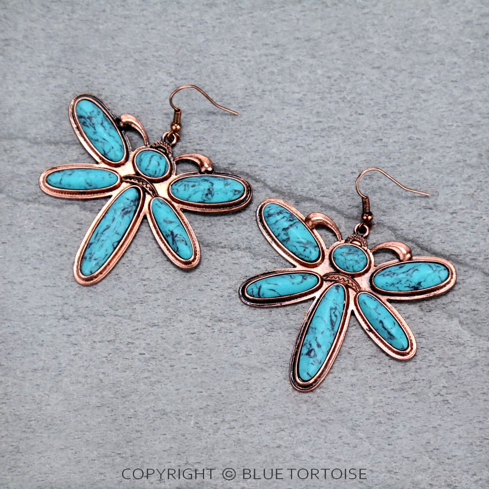 Dragonfly Stone Dangle Earrings