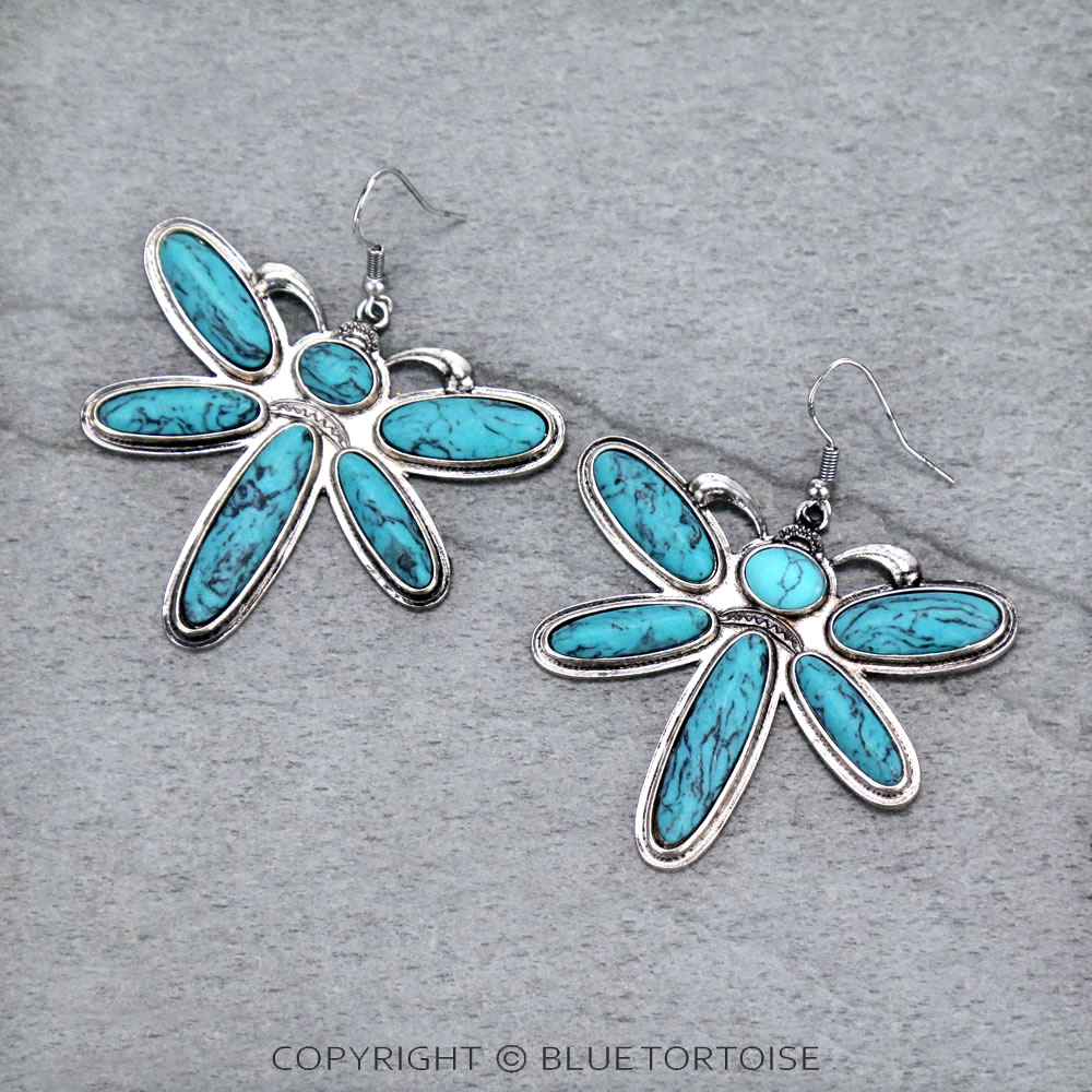 Dragonfly Stone Dangle Earrings