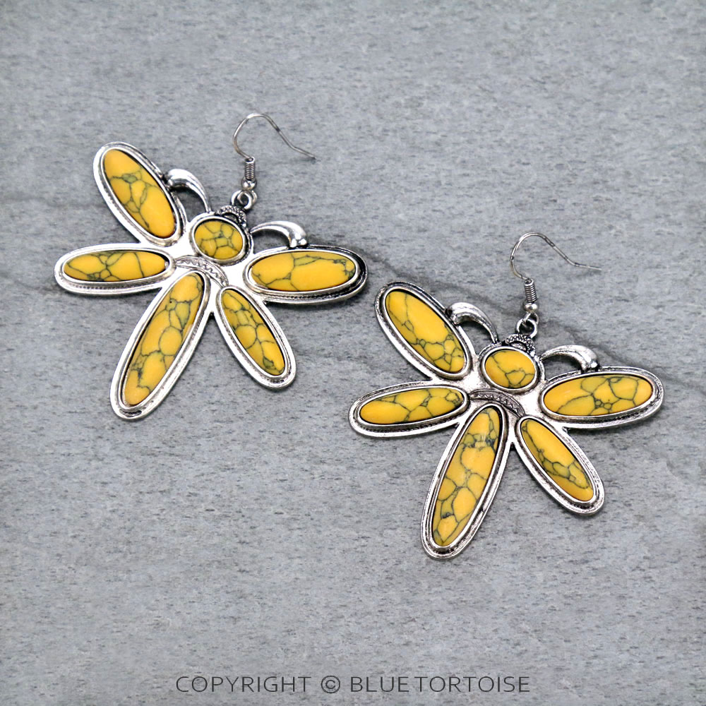 Dragonfly Stone Dangle Earrings