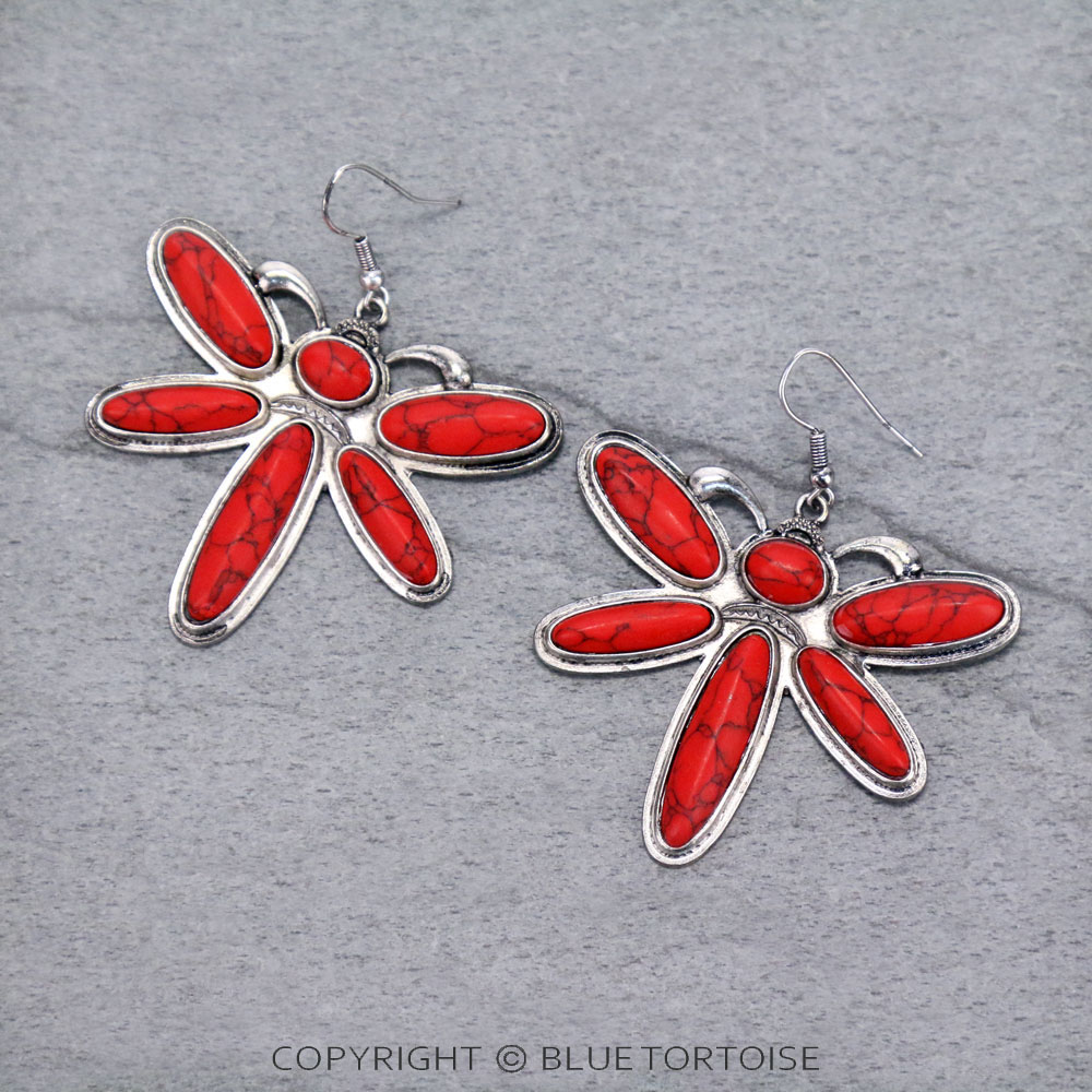 Dragonfly Stone Dangle Earrings