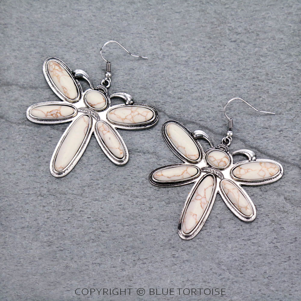 Dragonfly Stone Dangle Earrings