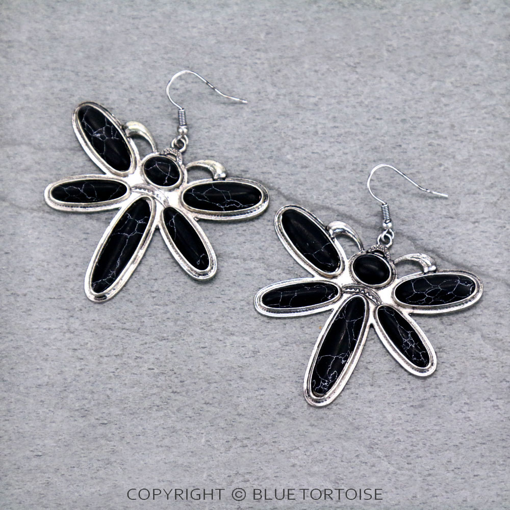 Dragonfly Stone Dangle Earrings