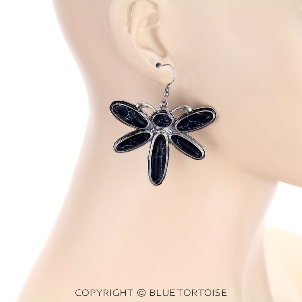 Dragonfly Stone Dangle Earrings - Image 2