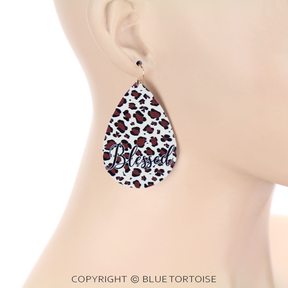 Animal Print Leather Dangle Earrings - Image 2