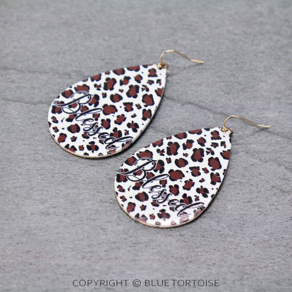 Animal Print Leather Dangle Earrings