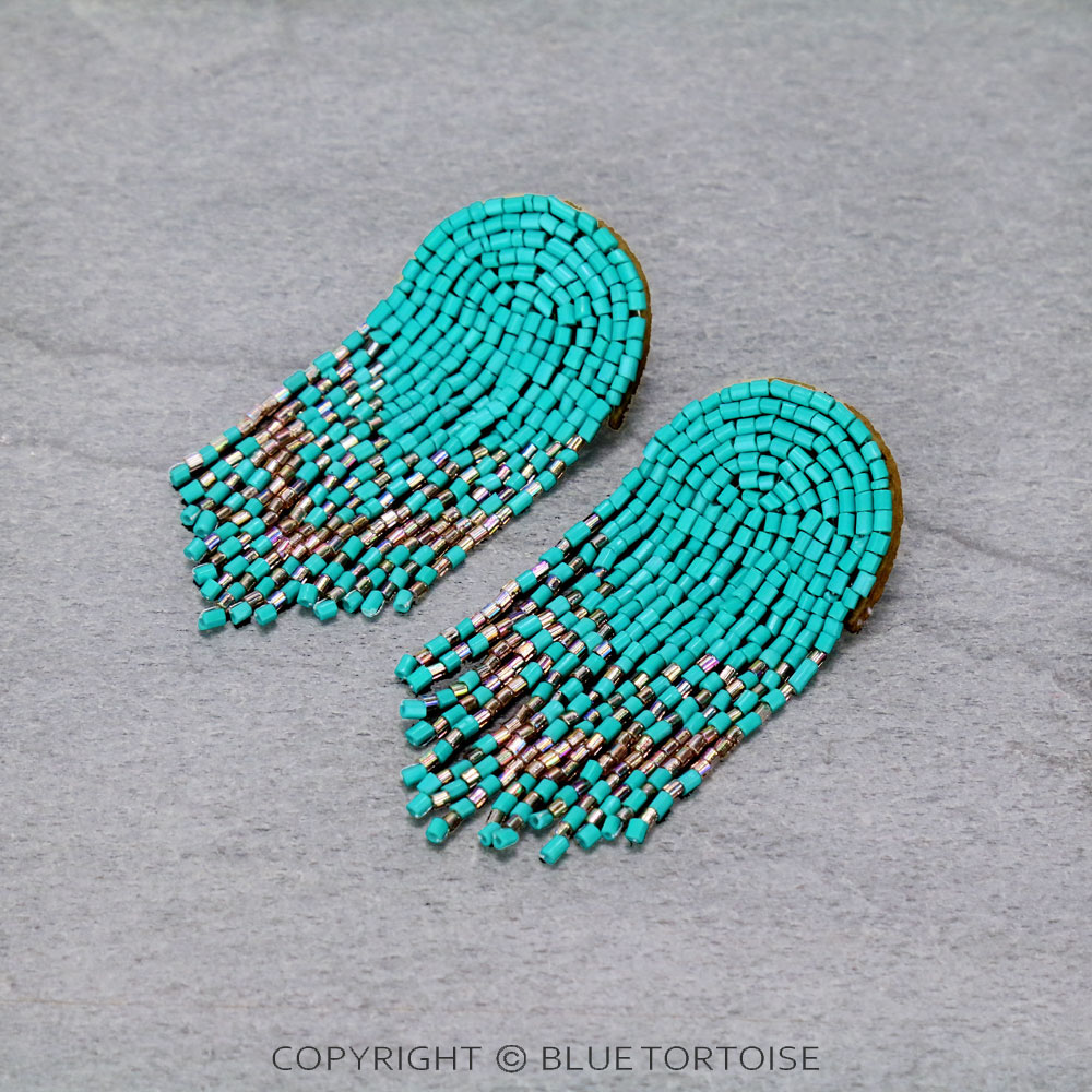 Seed Bead Tassel Stud Earrings