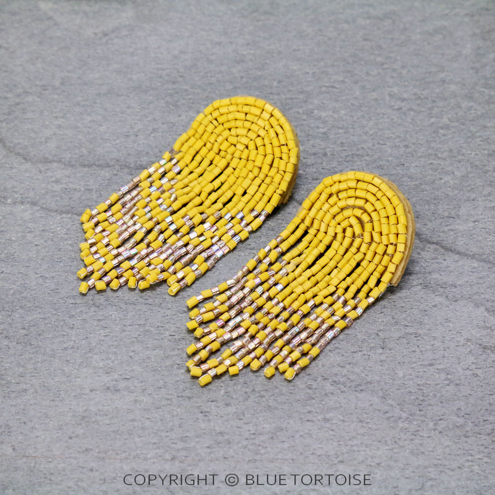 Seed Bead Tassel Stud Earrings