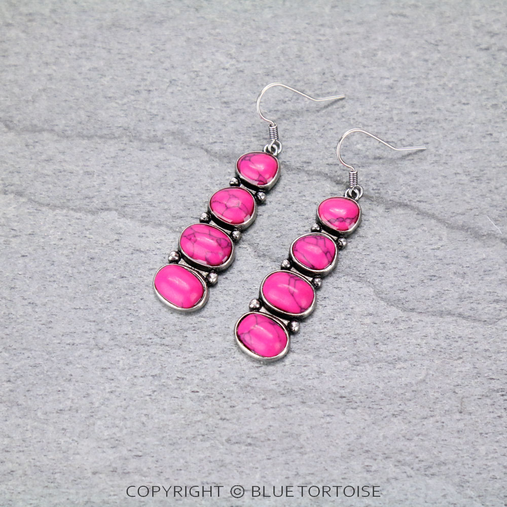 Western Stone Bar Drop Dangle Earrings