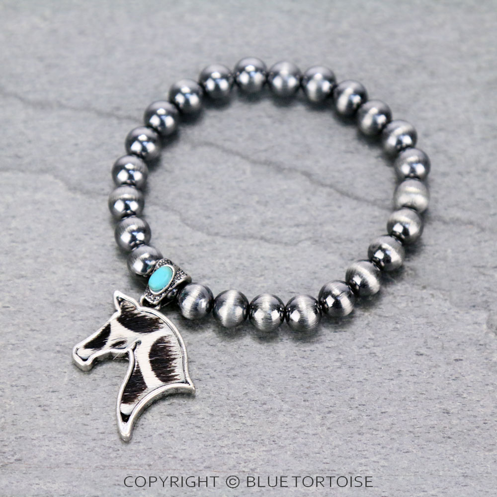 Genuine Leather Horse Fur Stretch Bracelet