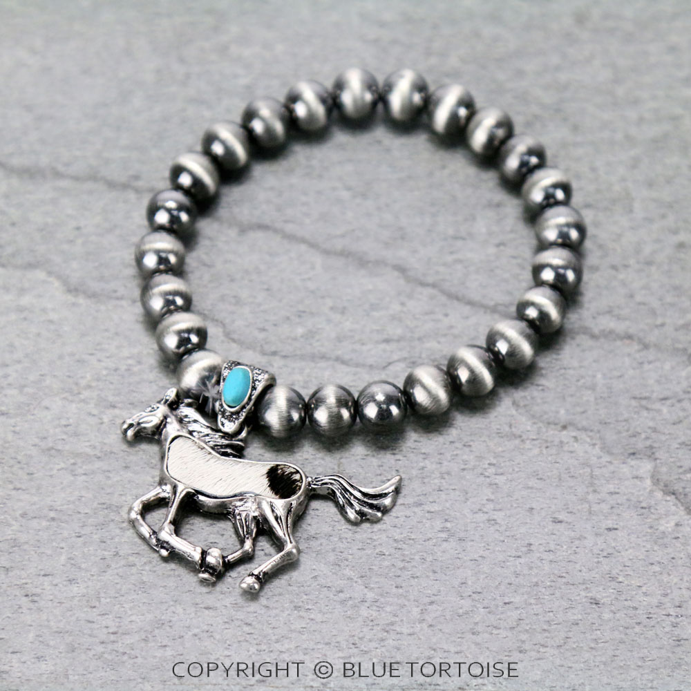 Genuine Leather Running Horse Fur Stretch Bracelet