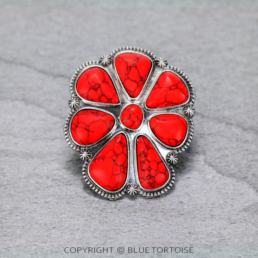 Western Concho Stone Stretch Ring/D