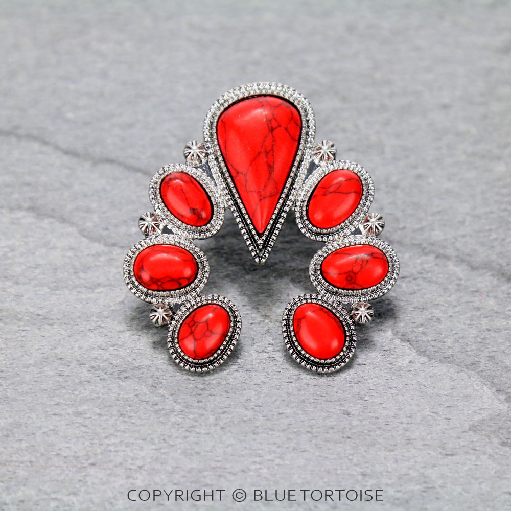 Western Squash Blossom Stone Stretch Ring