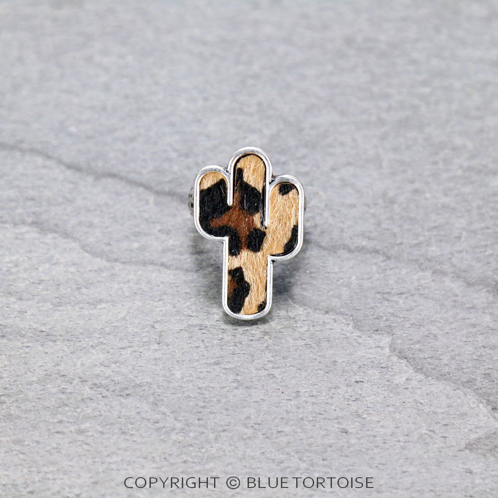 Genuine Leather Cactus Fur Stretch Ring