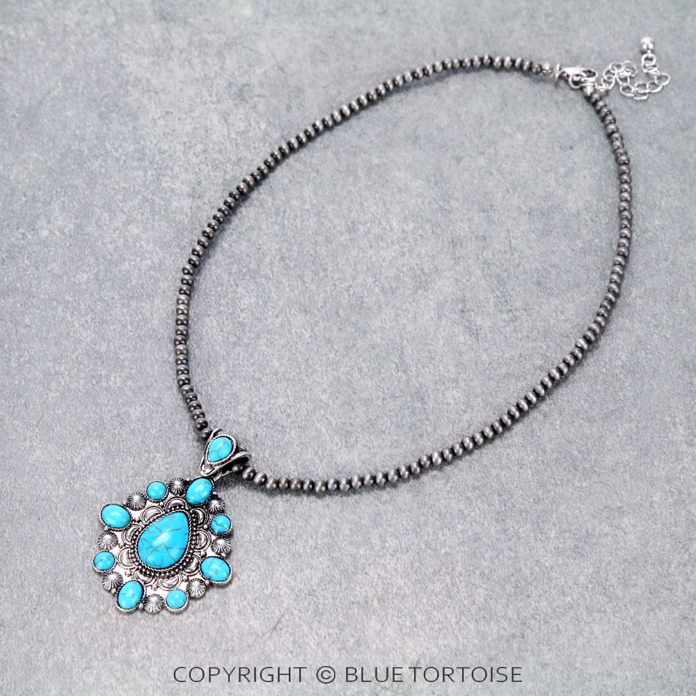 Navajo Style Bead with Western Pendant Necklace