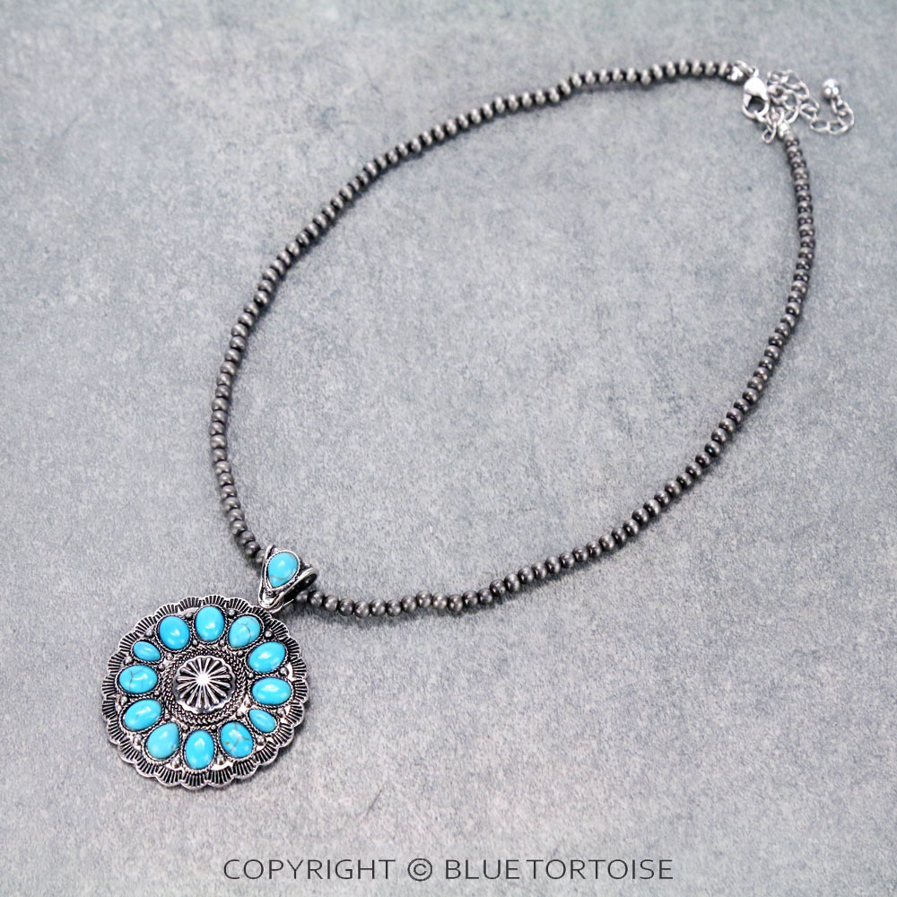 Navajo Style Bead with Western Pendant Necklace