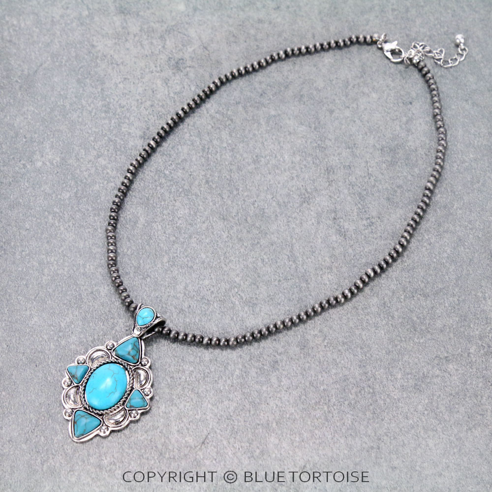 Navajo Style Bead with Western Pendant Necklace