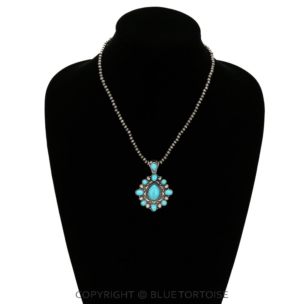 Navajo Style Bead with Western Pendant Necklace - Image 2