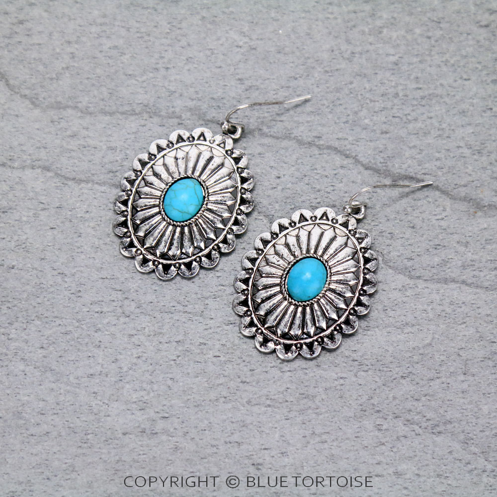 Western Concho with Mini Bubble Dangle Earrings