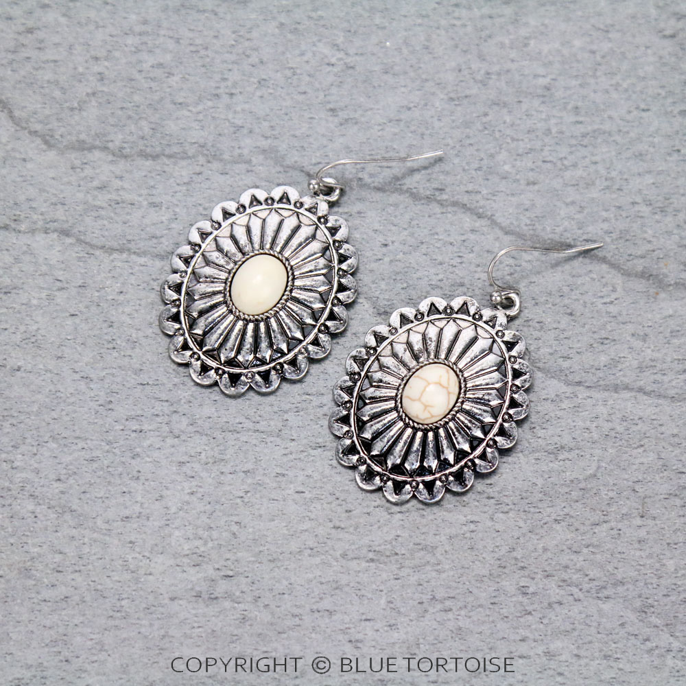 Western Concho with Mini Bubble Dangle Earrings