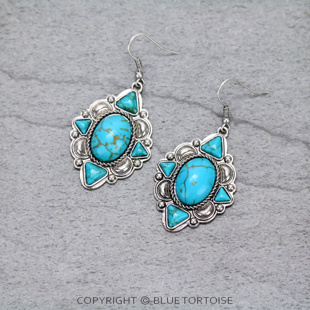 Western Style Stone Dangle Earrings