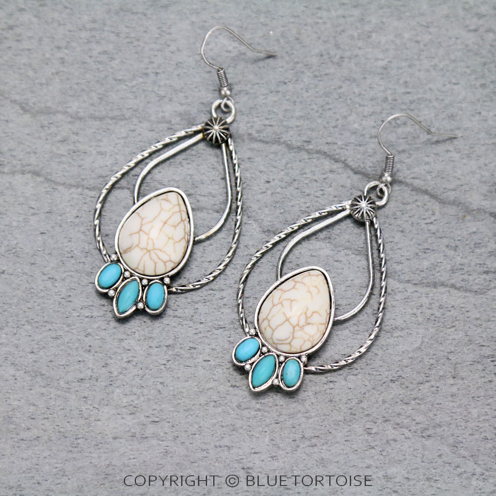 Western Teardrop Stone Dangle Earrings
