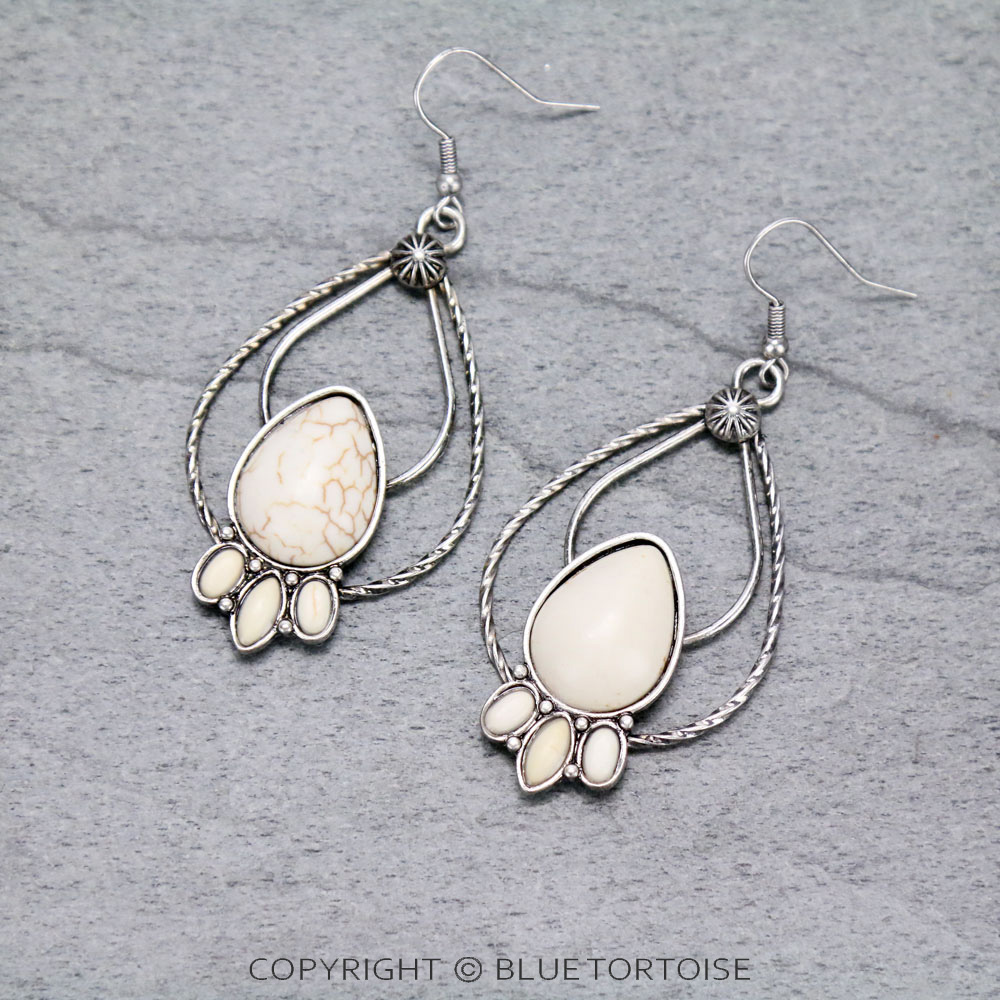 Western Teardrop Stone Dangle Earrings