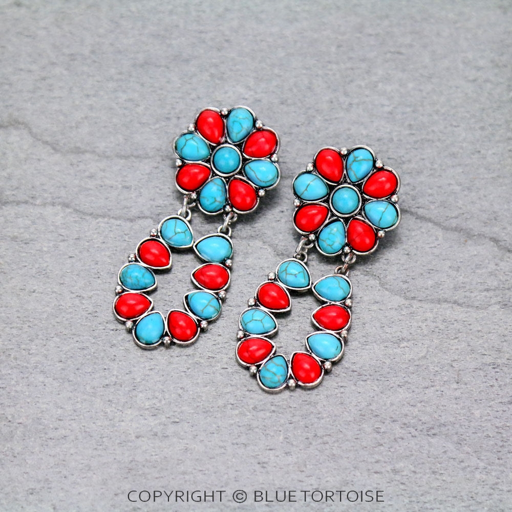 Western Synthetic Stone Stud Earrings