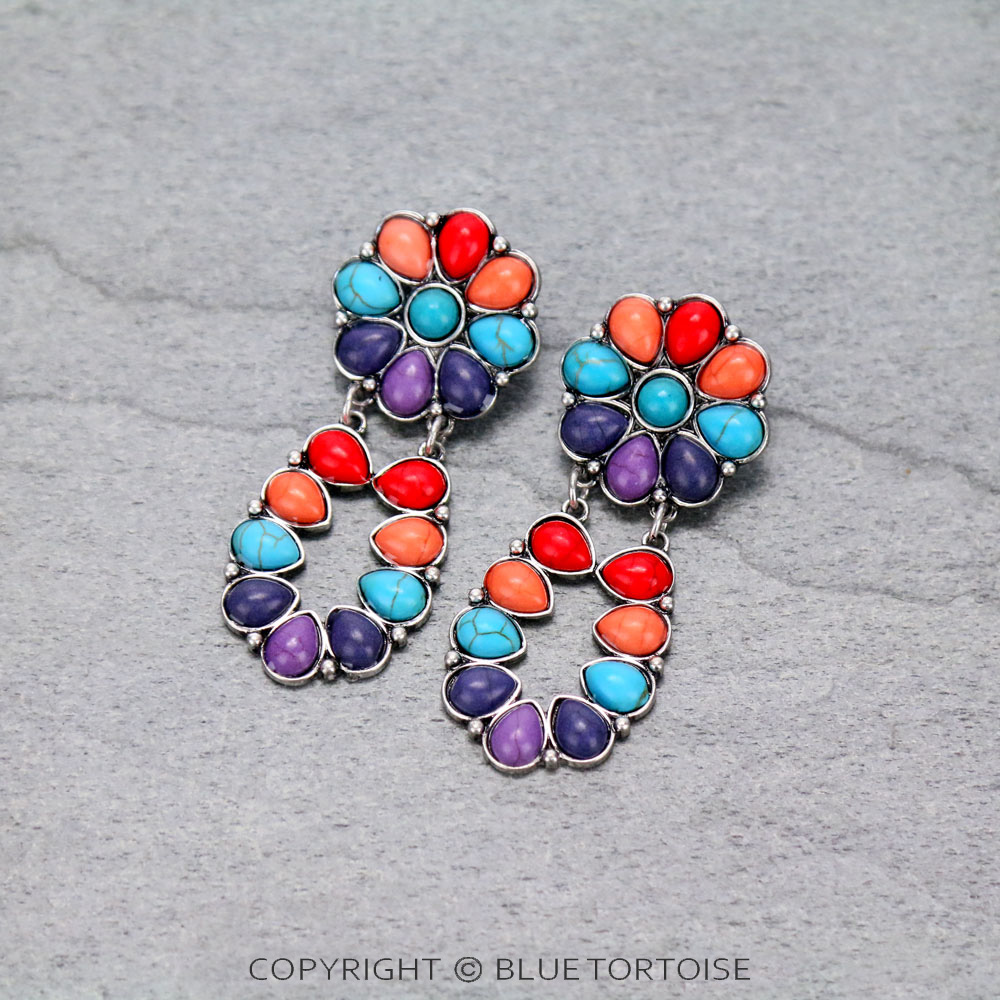 Western Synthetic Stone Stud Earrings
