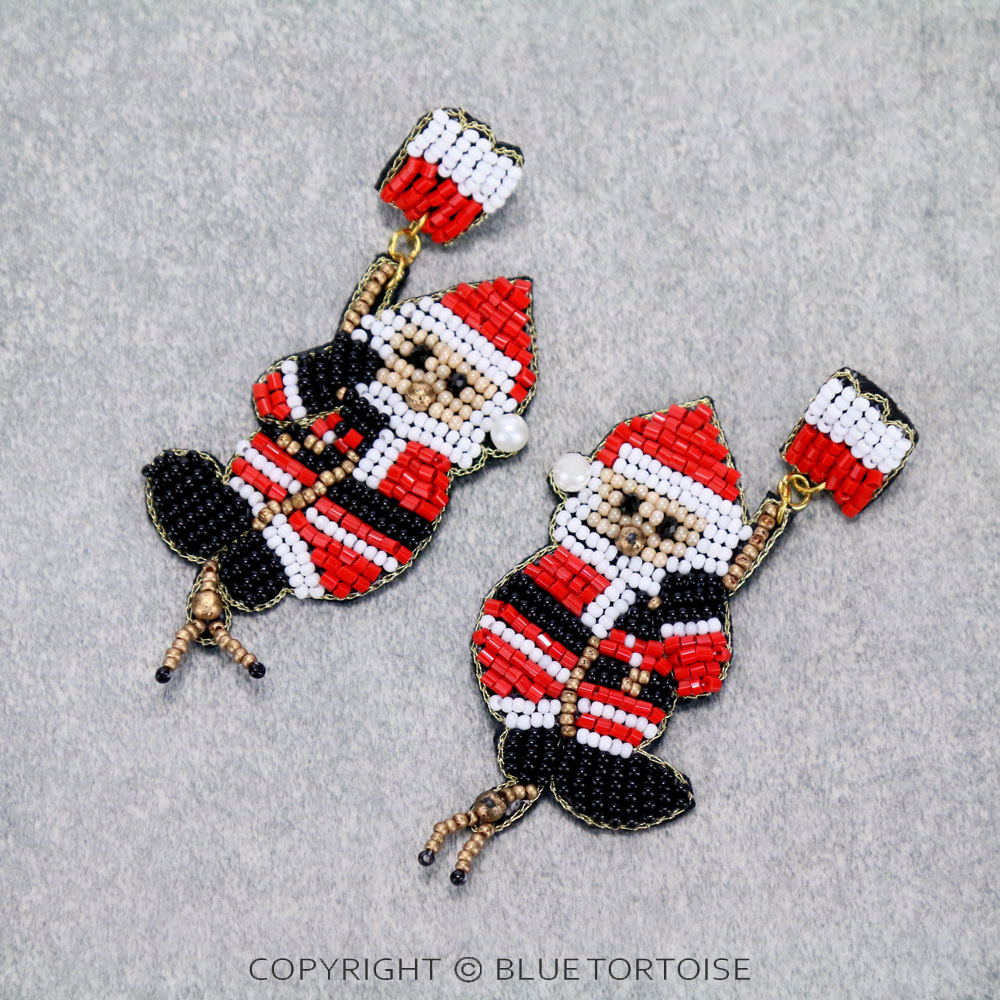 Christmas Santa Seed Bead Stud Earrings