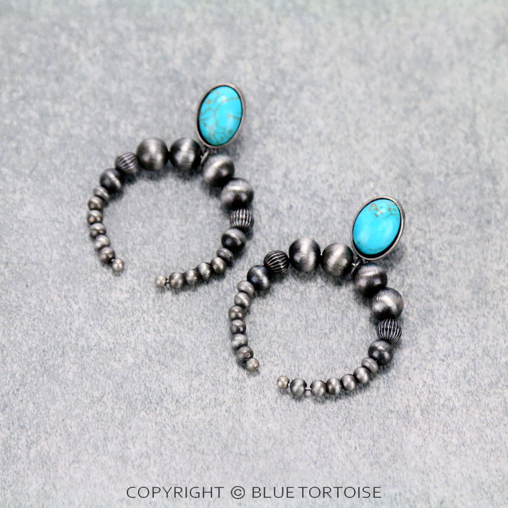 Squash Blossom Shape Navajo Style Bead Stud Earrings