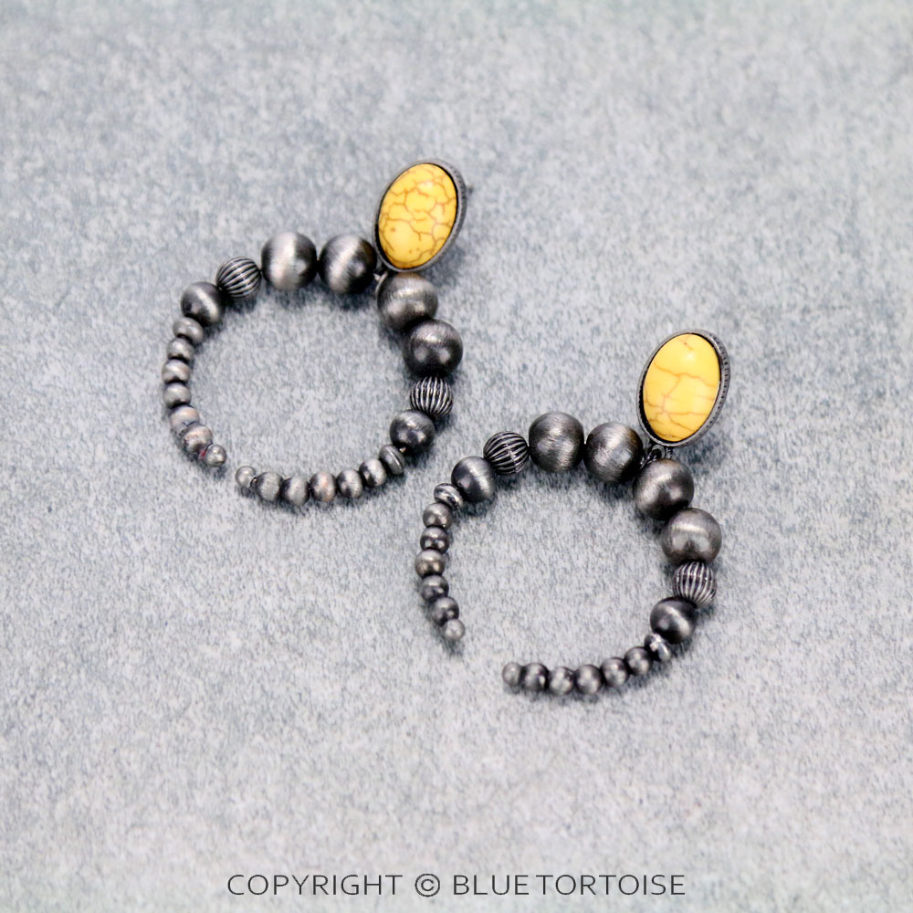 Squash Blossom Shape Navajo Style Bead Stud Earrings