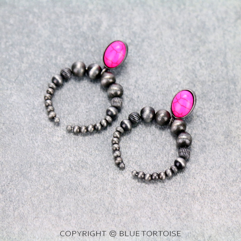 Squash Blossom Shape Navajo Style Bead Stud Earrings