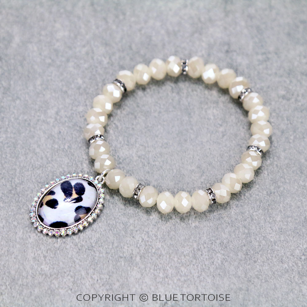 Leopard Bubble Glass Bead Stretch Bracelet