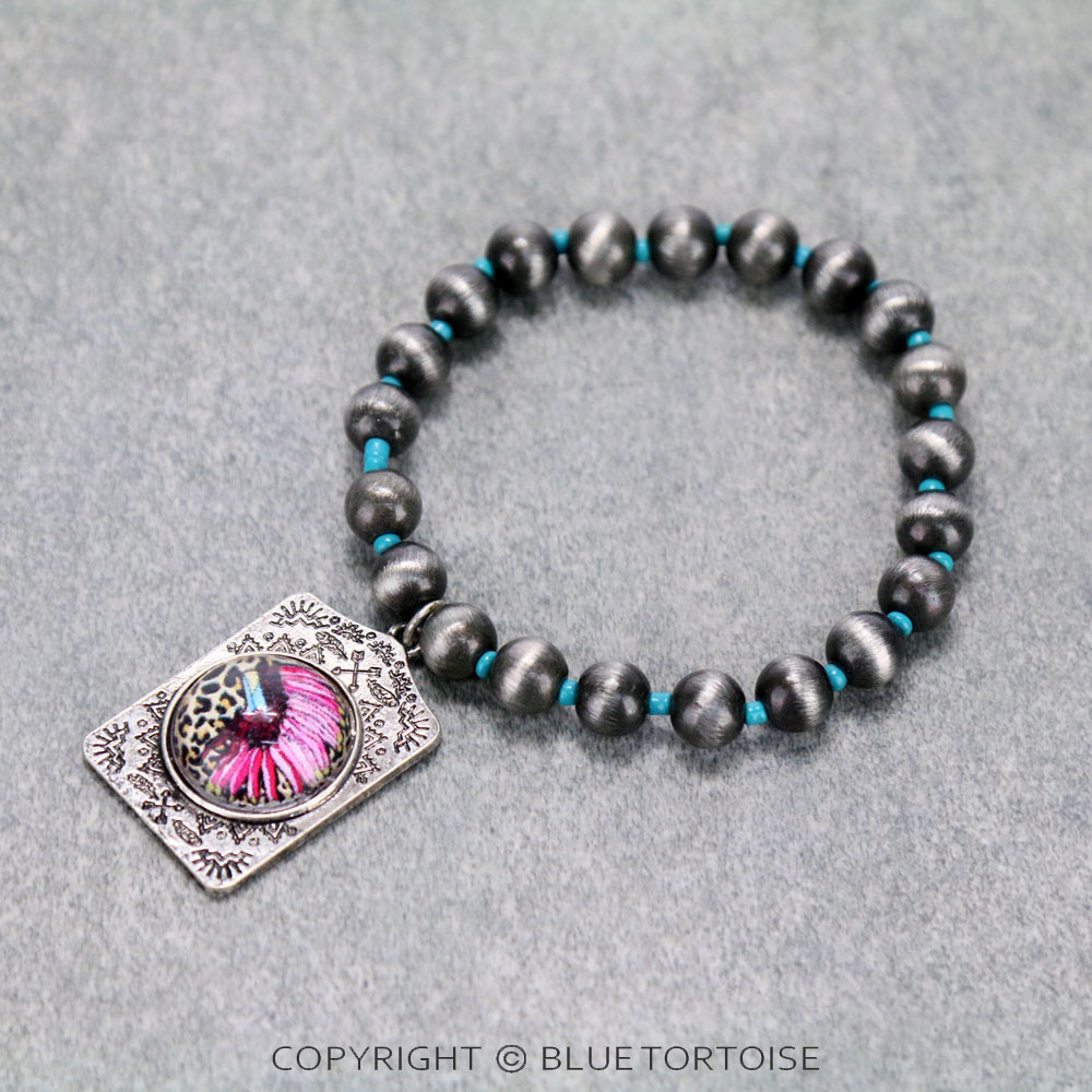Western Texture Indian Head Stretch Bracelet