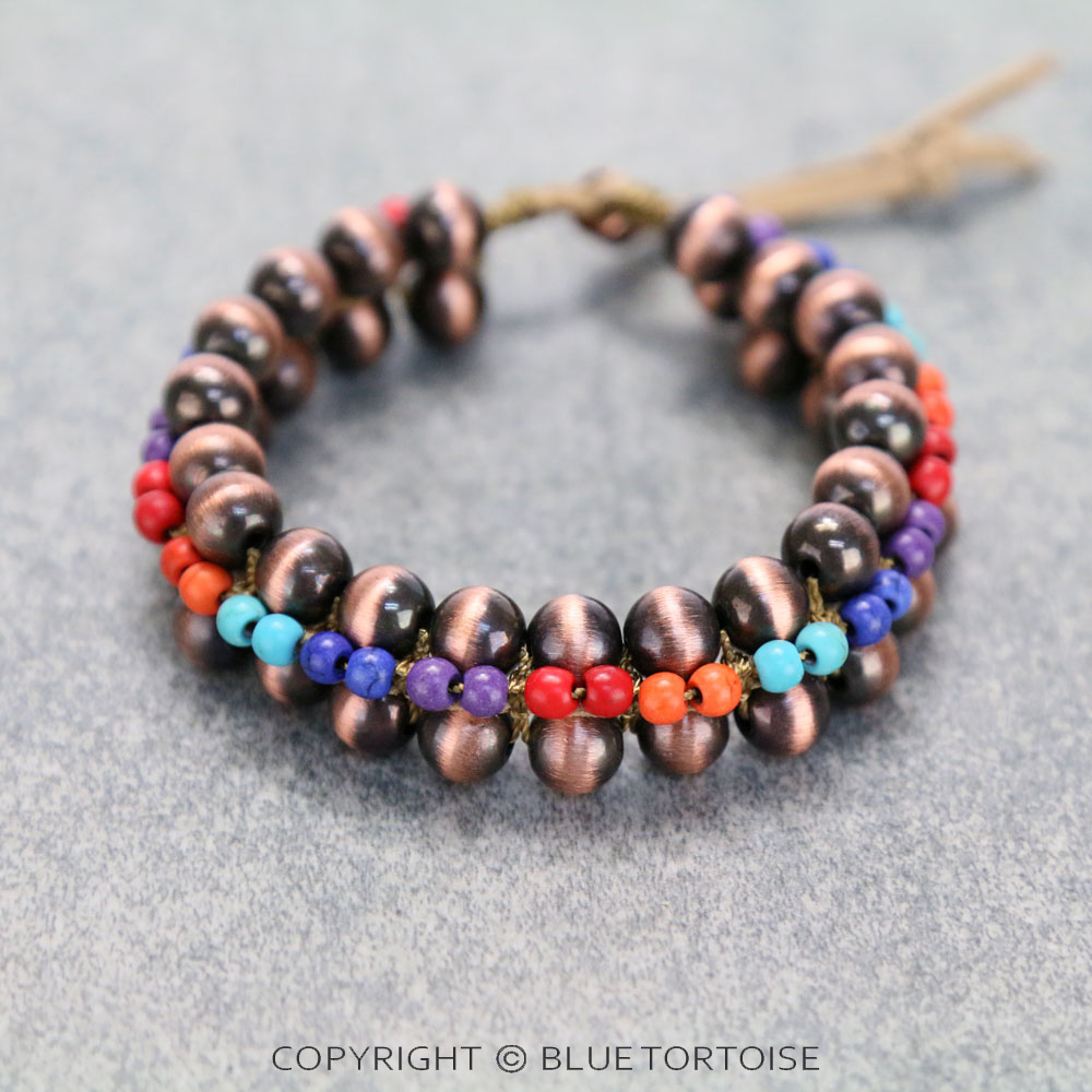 Navajo Style Pearl with Synthetic Stone Bead Friendship Bracelet