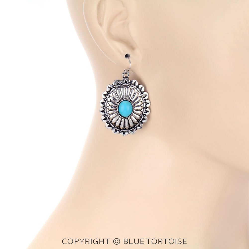 Western Concho with Mini Bubble Dangle Earrings - Image 2