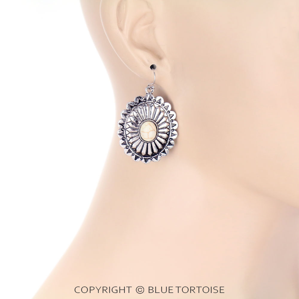 Western Concho with Mini Bubble Dangle Earrings - Image 2