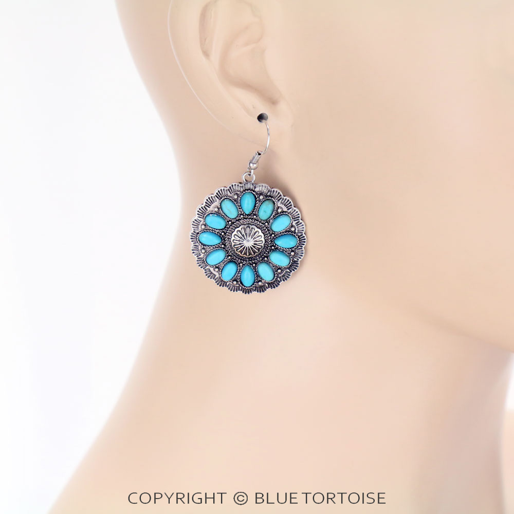 Western Style Stone Dangle Earrings - Image 2
