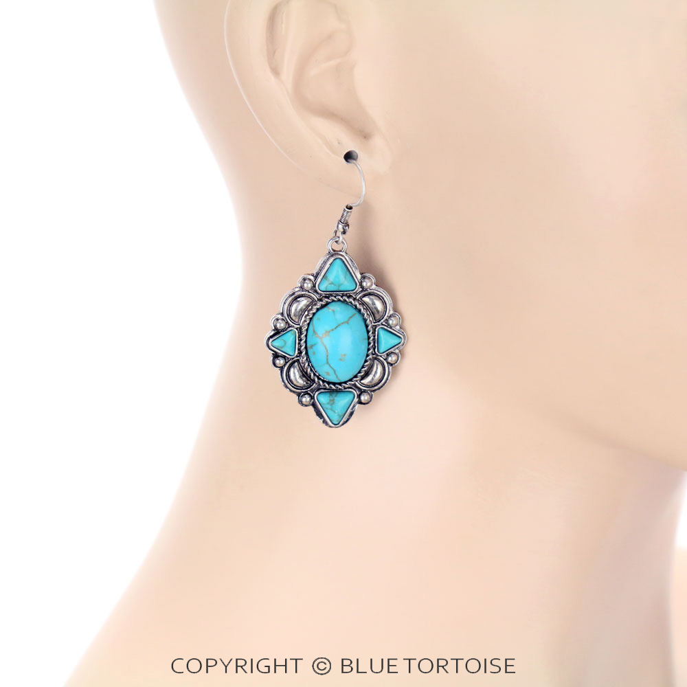 Western Style Stone Dangle Earrings - Image 2