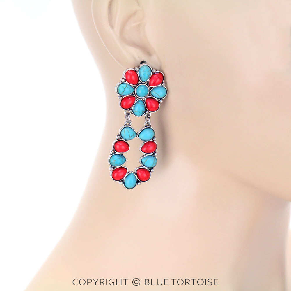 Western Synthetic Stone Stud Earrings - Image 2