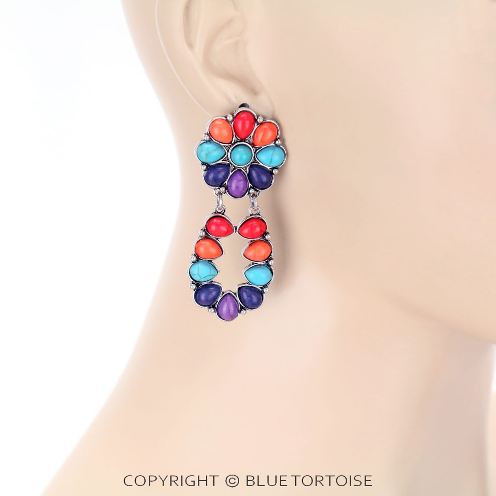 Western Synthetic Stone Stud Earrings - Image 2