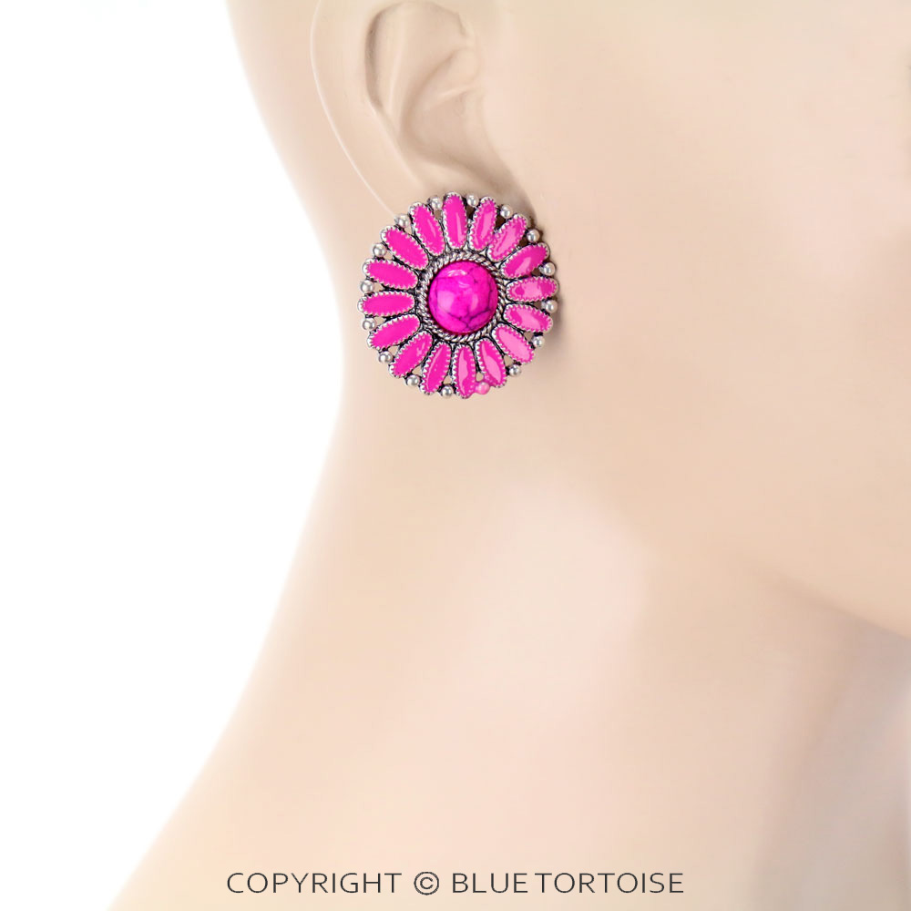 Western Epoxy Concho Stud Earrings - Image 2