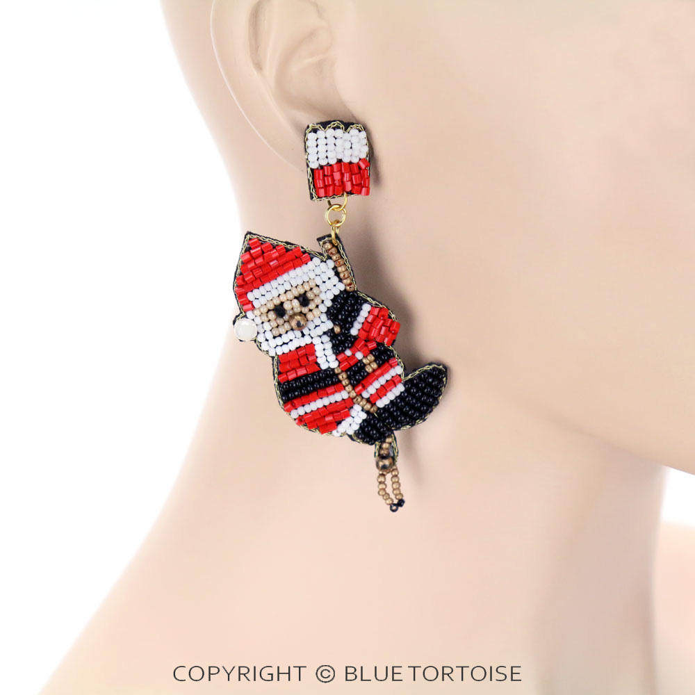 Christmas Santa Seed Bead Stud Earrings - Image 2