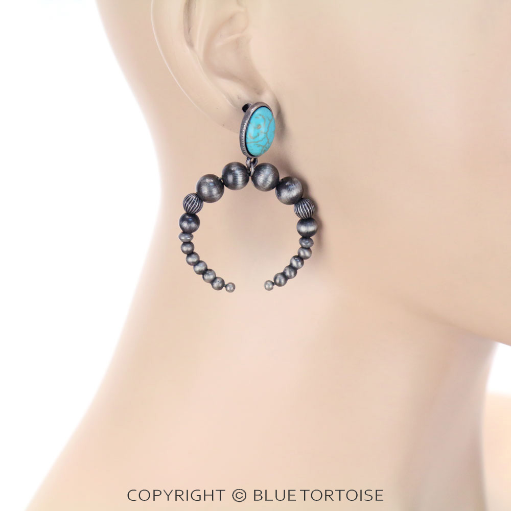 Squash Blossom Shape Navajo Style Bead Stud Earrings - Image 2