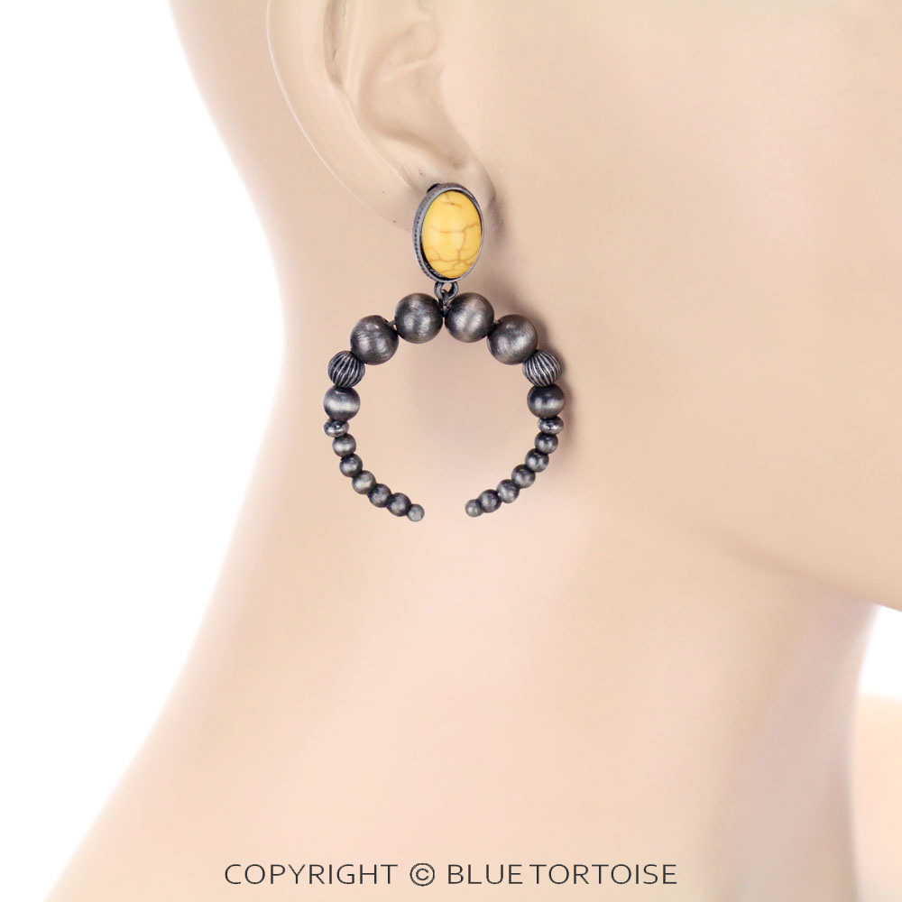 Squash Blossom Shape Navajo Style Bead Stud Earrings - Image 2