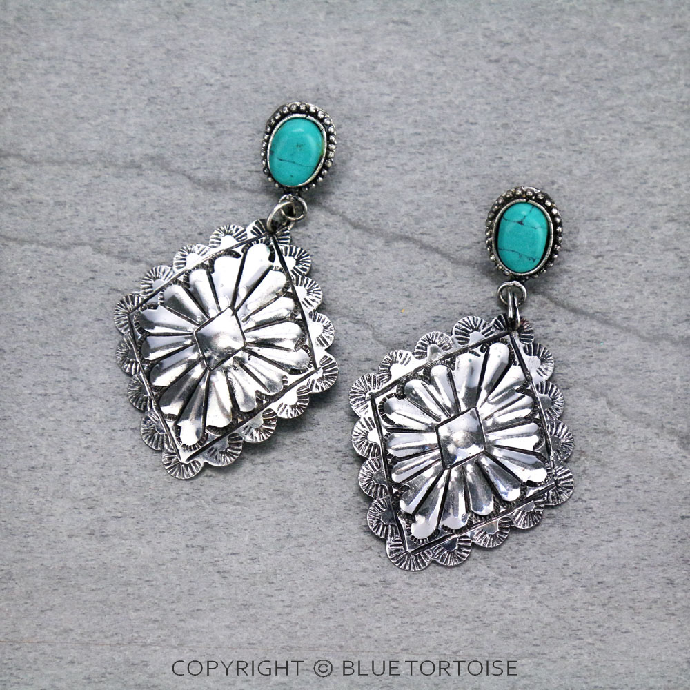 Handmade Western Diamond Stone Stud Earrings