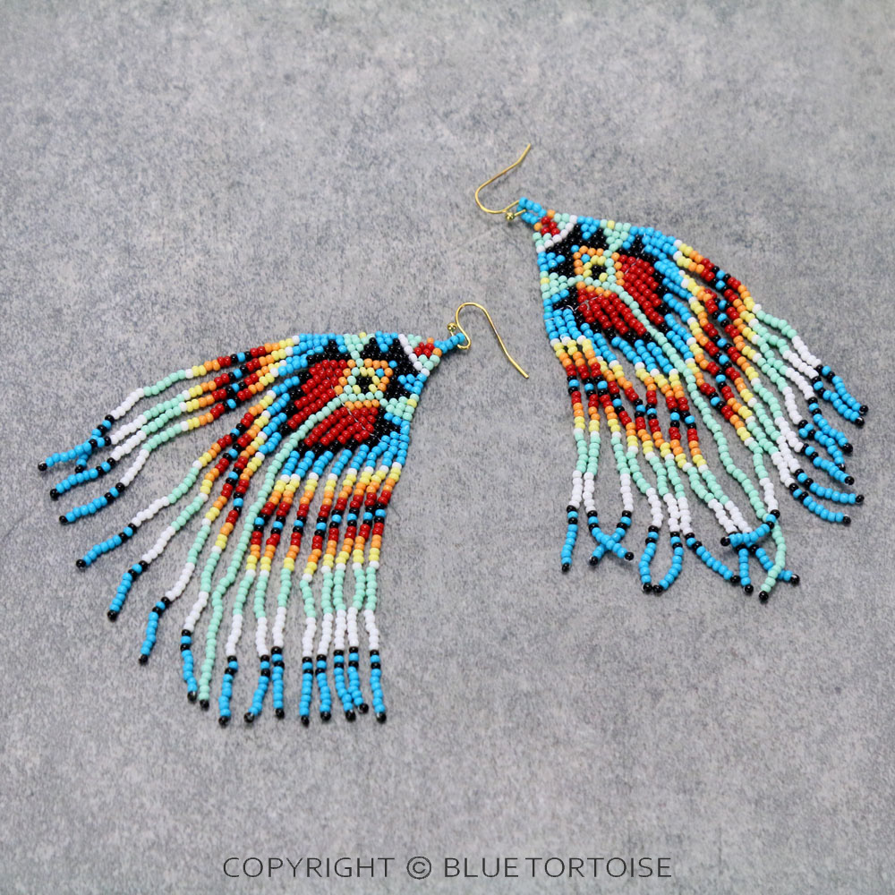 Western Seed Bead Tassel Dangle Earrings - Image 3