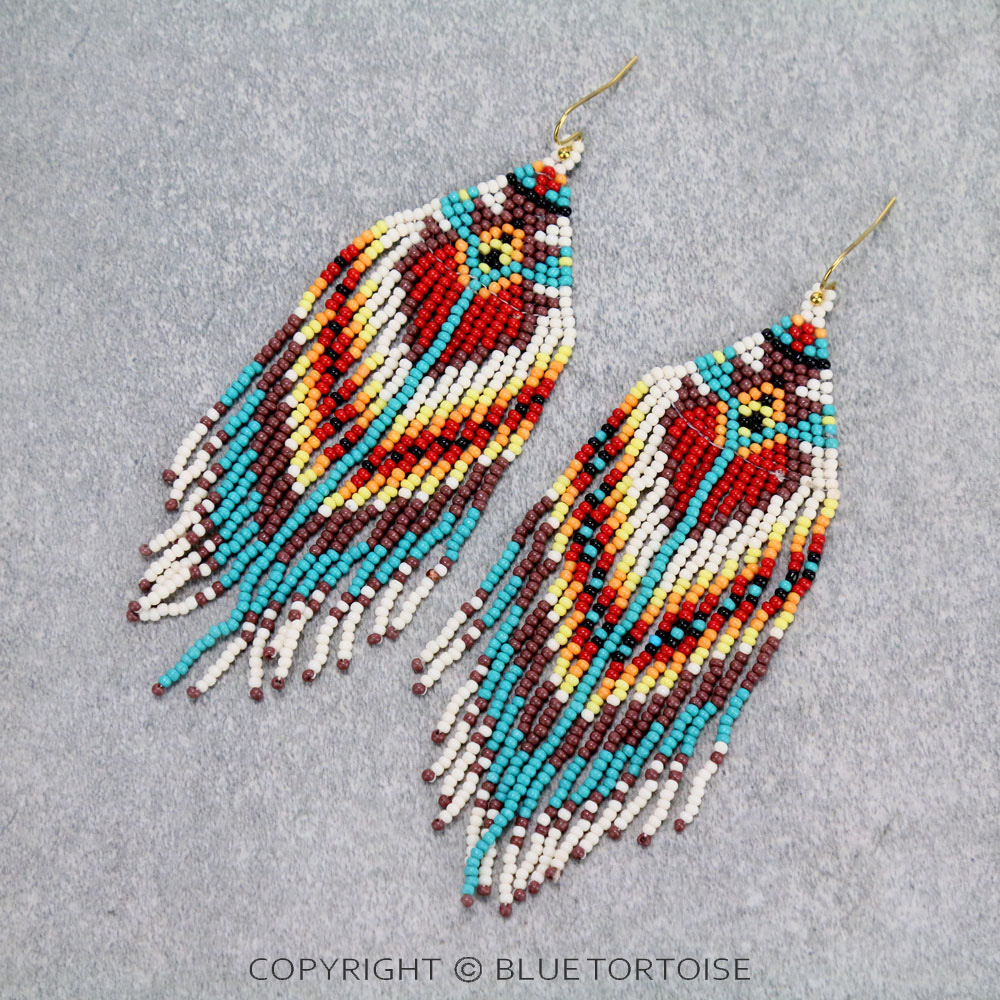 Western Seed Bead Tassel Dangle Earrings