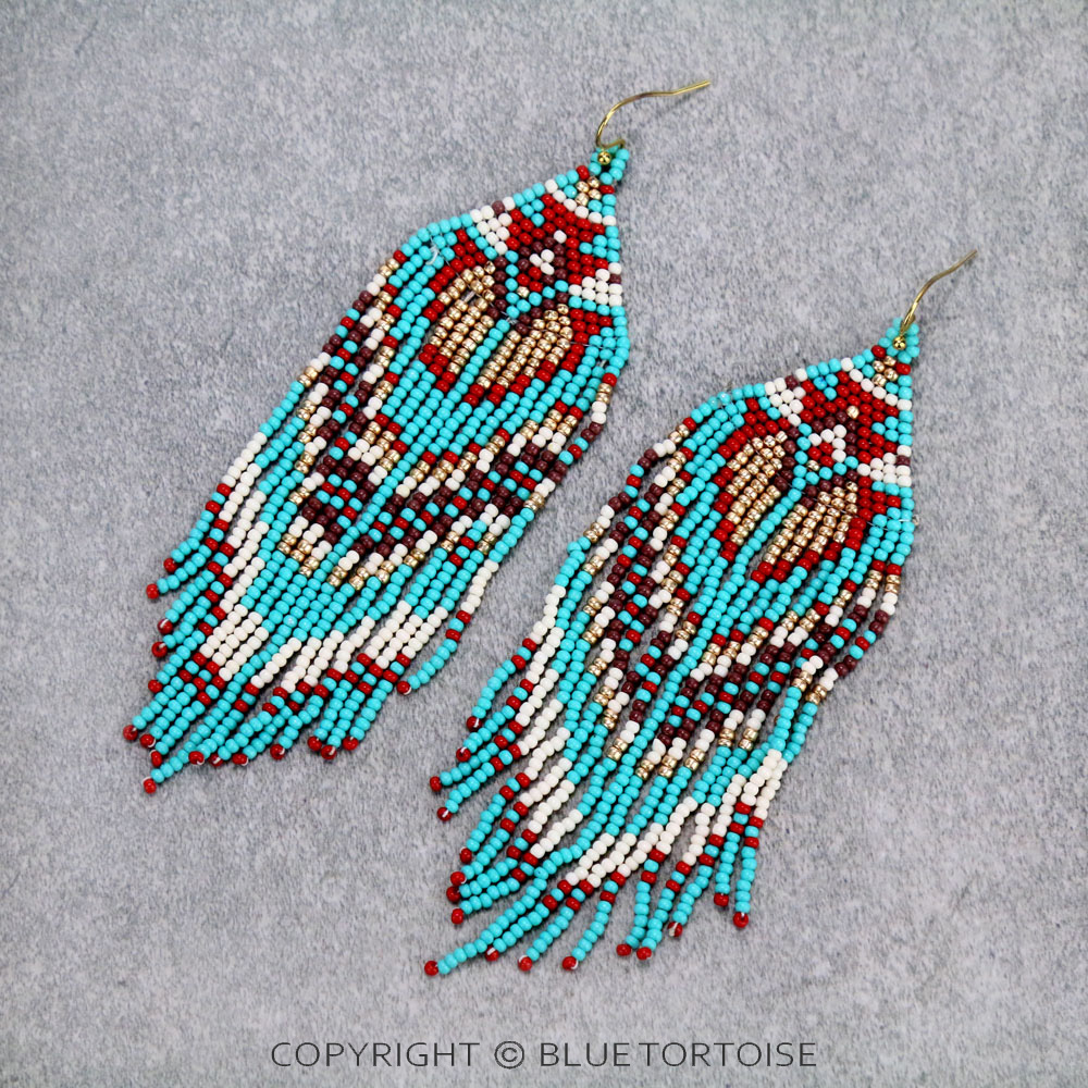 Western Seed Bead Tassel Dangle Earrings