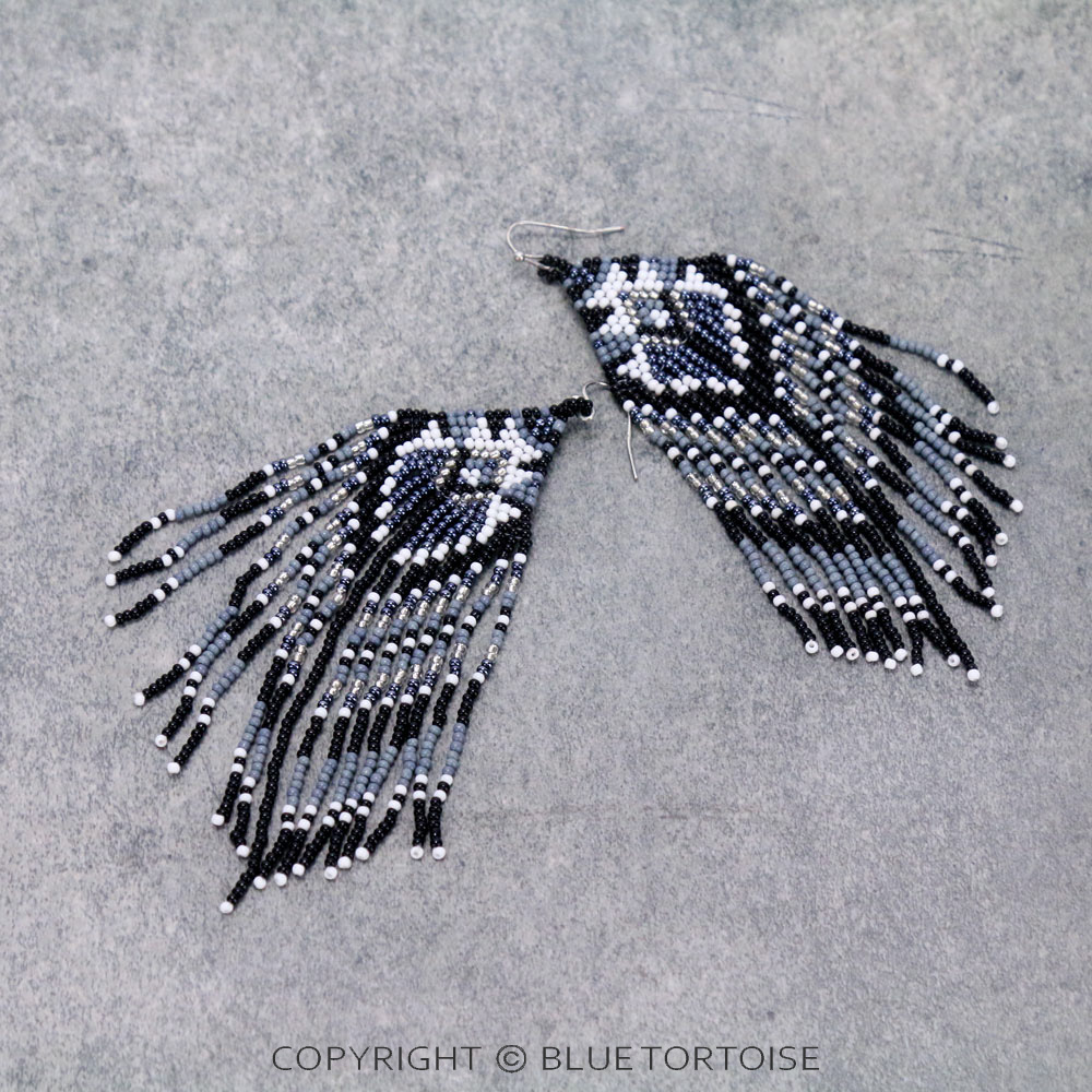 Western Seed Bead Tassel Dangle Earrings - Image 3